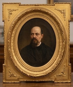 Parete con una selezione di quadri d’epoca in esposizione