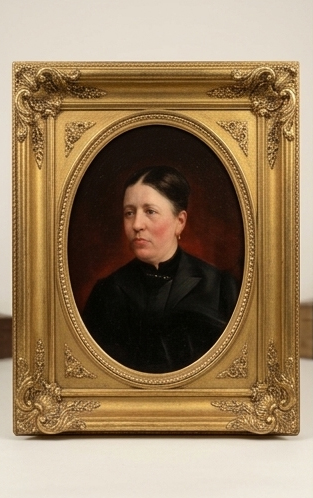 Dipinto Antico Olio su Tela Ritratto Femminile Cornice Dorata Raffinato dipinto antico d'epoca XIX secolo, olio su tela raffigurante un intenso ritratto femminile a mezzo busto d'ispirazione neoclassica ed accademica. L'opera si distingue per l'elegante resa pittorica dell'incarnato, la delicatezza del tratto ed il fascino senza tempo del soggetto. La tela è incastonata in una maestosa ed elaborata cornice d'epoca in legno dorato in foglia d'oro con apertura ovale interna, impreziosita agli angoli da ricchi intagli a conchiglie, volute e motivi vegetali. Conservato in ottimo stato di conservazione originale con splendida patina storica e naturale craquelure della superficie, costituisce un'opera d'arte di grande prestigio, ideale per arricchire con eleganza e storia studi nobili, saloni di rappresentanza o collezioni private.